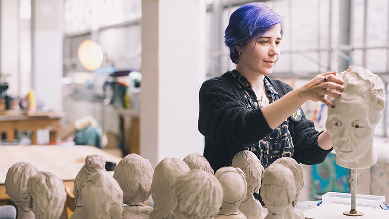 Photo of a student in ceramics class